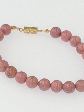 Genuine Rhodochrosite Womens Bracelet with Barrel Screw Clasp 7" Length